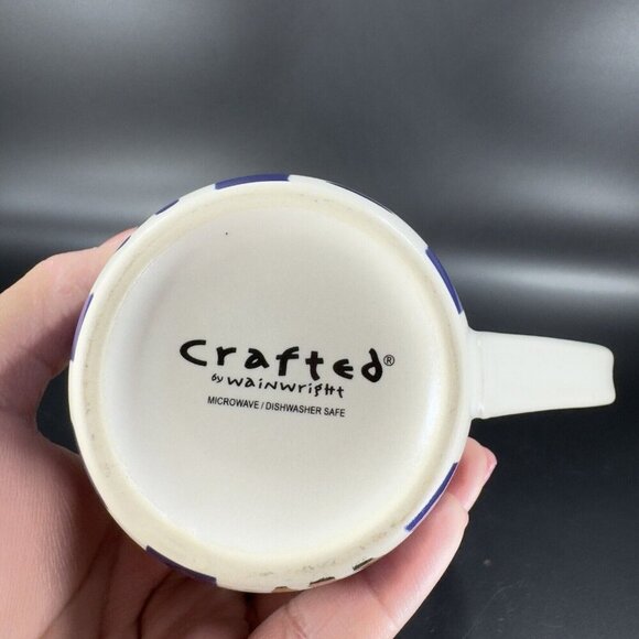 Crafted by Wainwright Pompeii White Blue Gold Tall Coffee Mug Cup Ceramic Mug - Picture 4 of 13